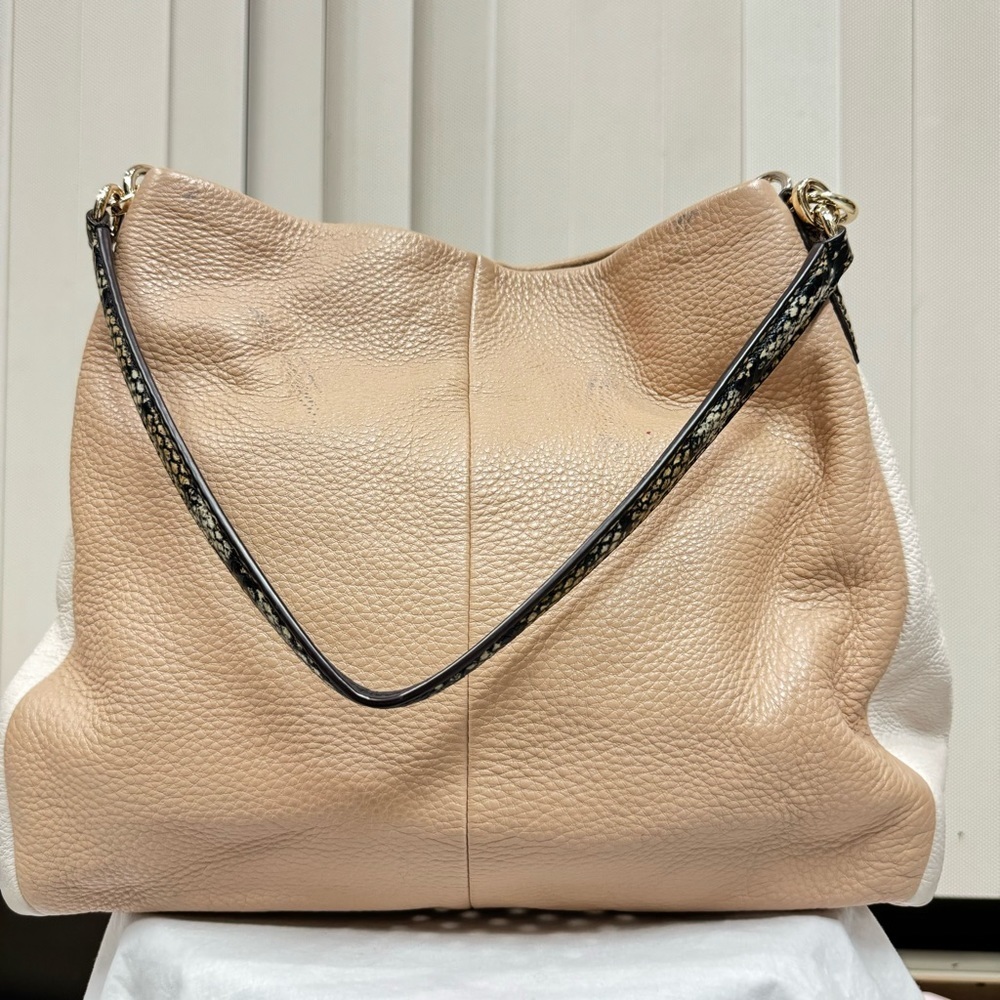 Coach Nude Phoebe Leather Shoulder Bag - tan color - medium size​​​